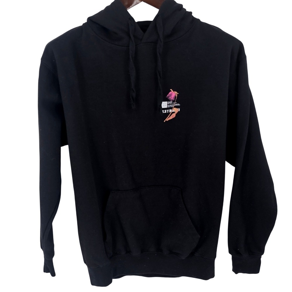 LIRX Women's Medium Black Rose Graphic Hoodie Sweatshirt Streetwear Pullover